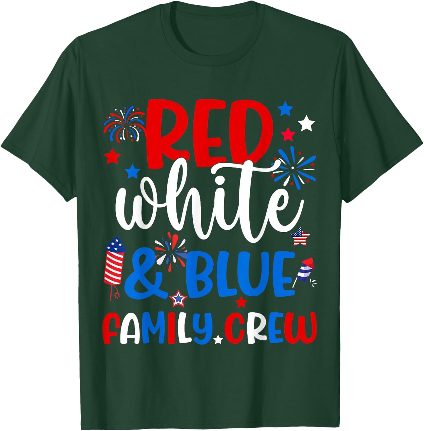 Retro Red White And Blue Family Crew Patriotic 4th Of July T-Shirt - T-Shirt | Forest