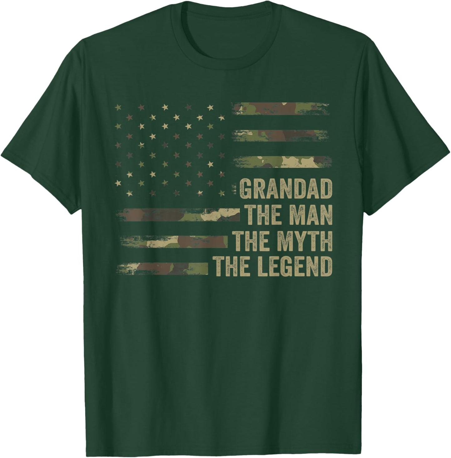 Grandpa Camo Flag Shirt, Grandad The Man The Myth The Legend T-Shirt - T-Shirt | Forest