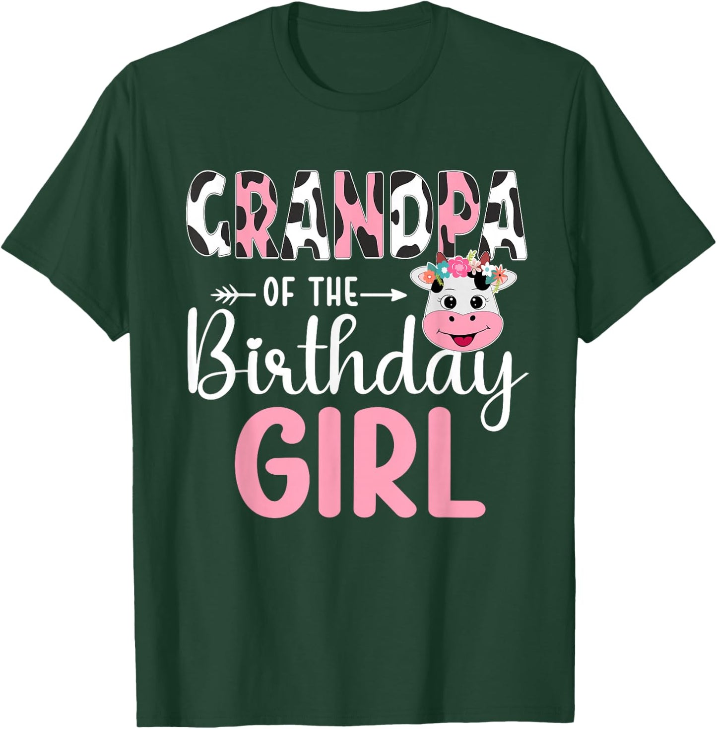 Grandpa Of The Birthday Girl Farm Cow 1 St Birthday Girl T-Shirt - T-Shirt | Forest