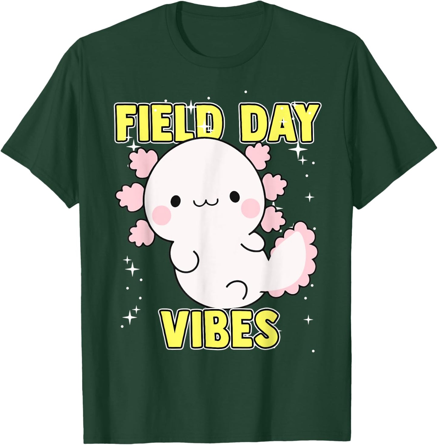 Field Day Vibes Shirt Axolotl Kids Last Day of School Yellow T-Shirt - T-Shirt | Forest