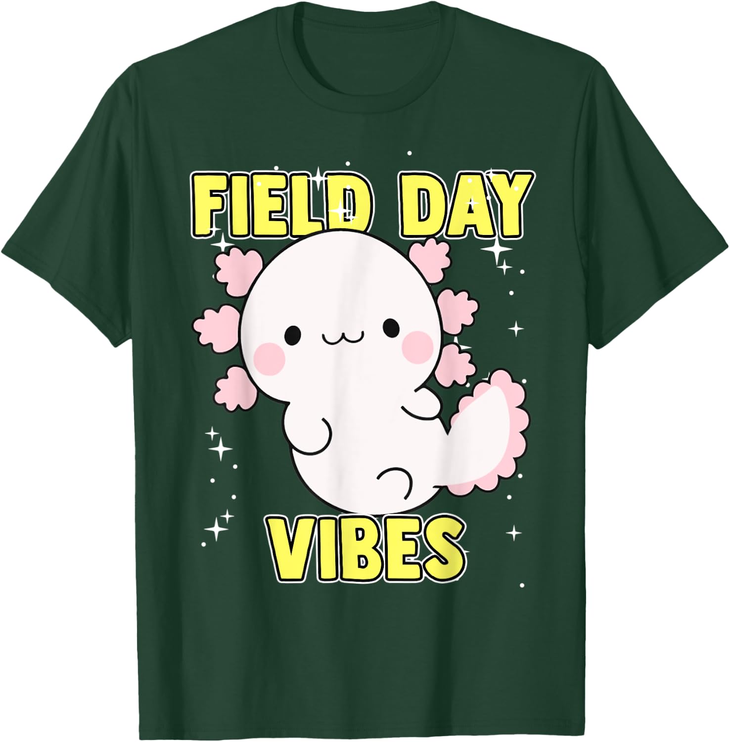 Field Day Vibes Shirt Axolotl Kids Last Day of School Yellow T-Shirt - T-Shirt | Forest
