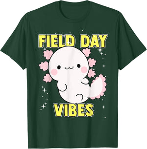 Field Day Vibes Shirt Axolotl Kids Last Day of School Yellow T-Shirt - T-Shirt | Forest