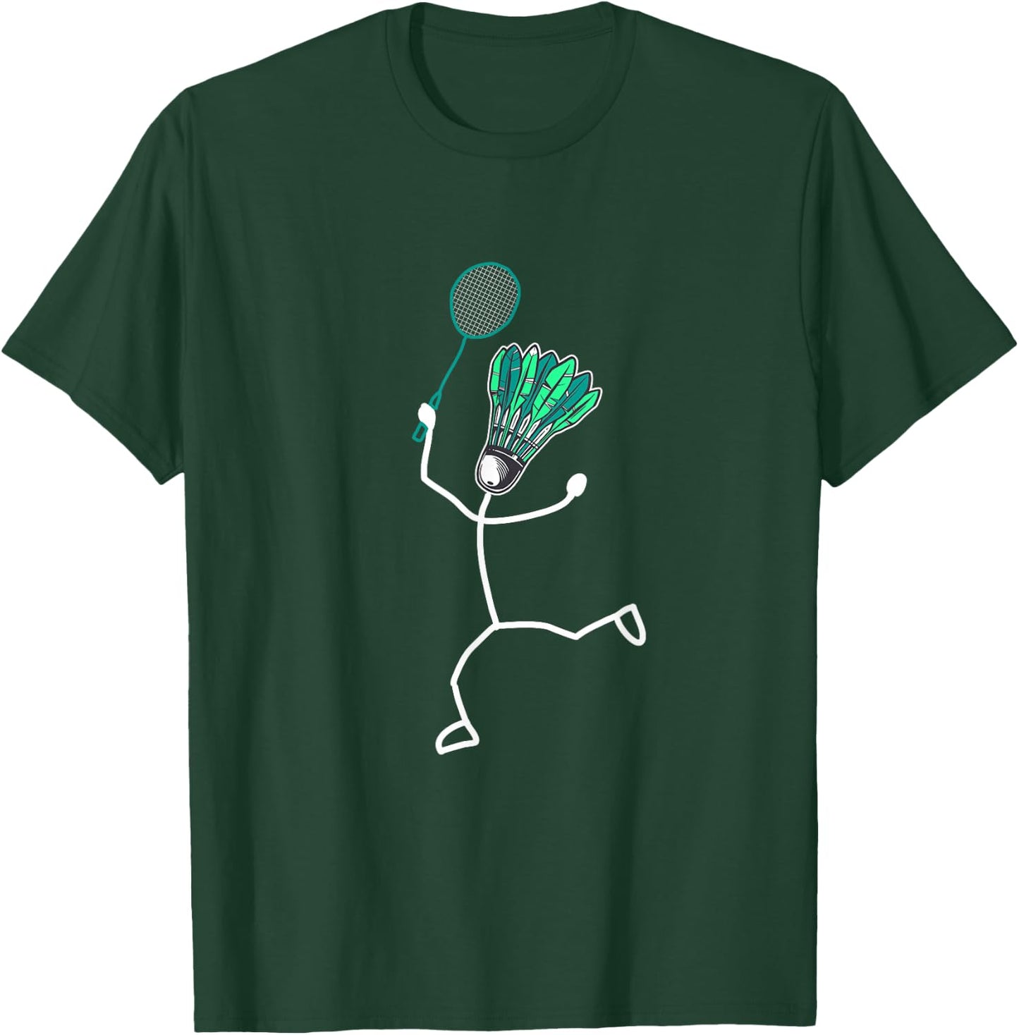 Badminton Stylish Cool Stick Figure , black T-Shirt - T-Shirt | Forest