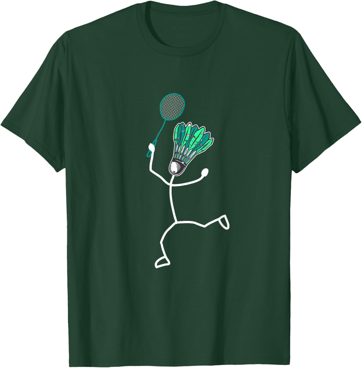 Badminton Stylish Cool Stick Figure , black T-Shirt - T-Shirt | Forest