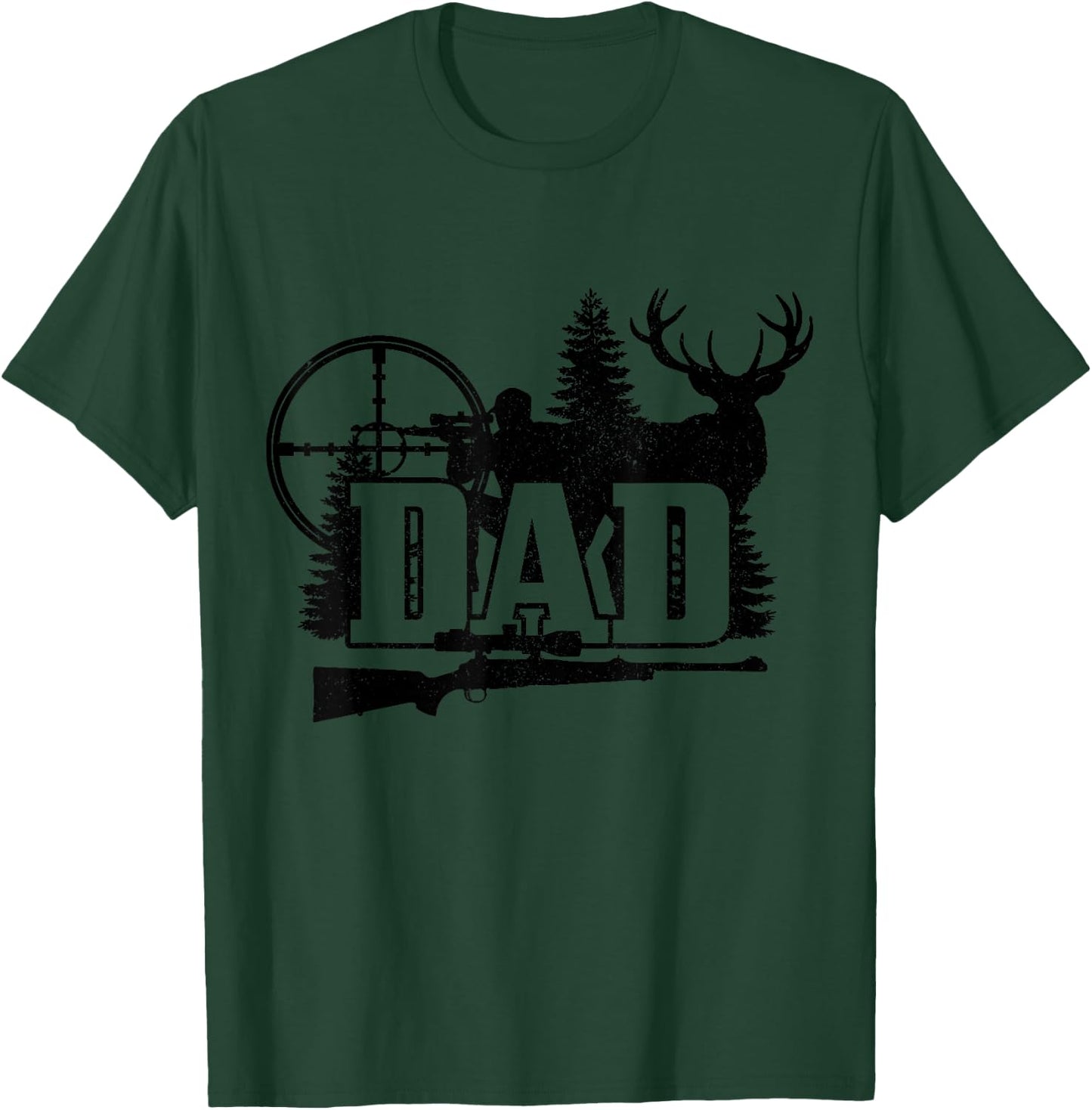 Hunting Dad Father's Day Whitetail Buck Deer Elk Hunter T-Shirt - T-Shirt | Forest