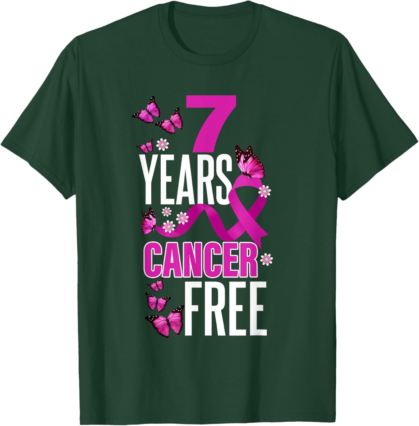 Seven Year Cancer Free For Breast Cancer Awareness T-Shirt - T-Shirt | Forest