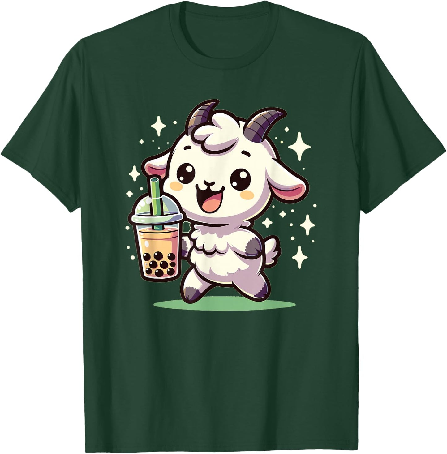 Kawaii Goat Bubble Tea Boba Goat T-Shirt - T-Shirt | Forest