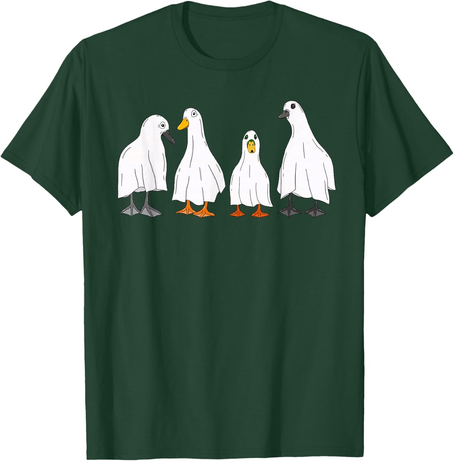 Happy Halloween Funny Ghost Duck Costume Retro Spooky Season T-Shirt - T-Shirt | Forest