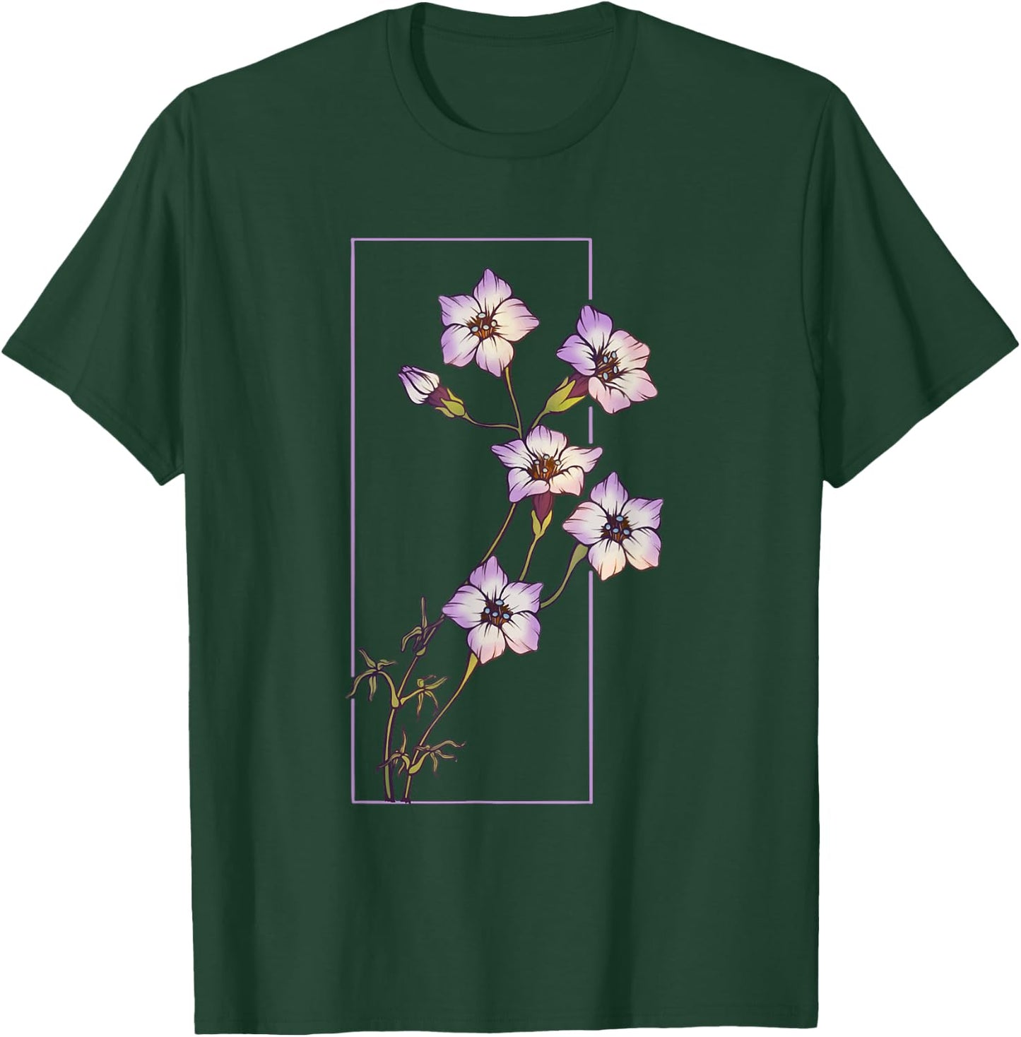 Floral Flower Bird's Eyes Gilia Tricolor Wildflower T-Shirt - T-Shirt | Forest