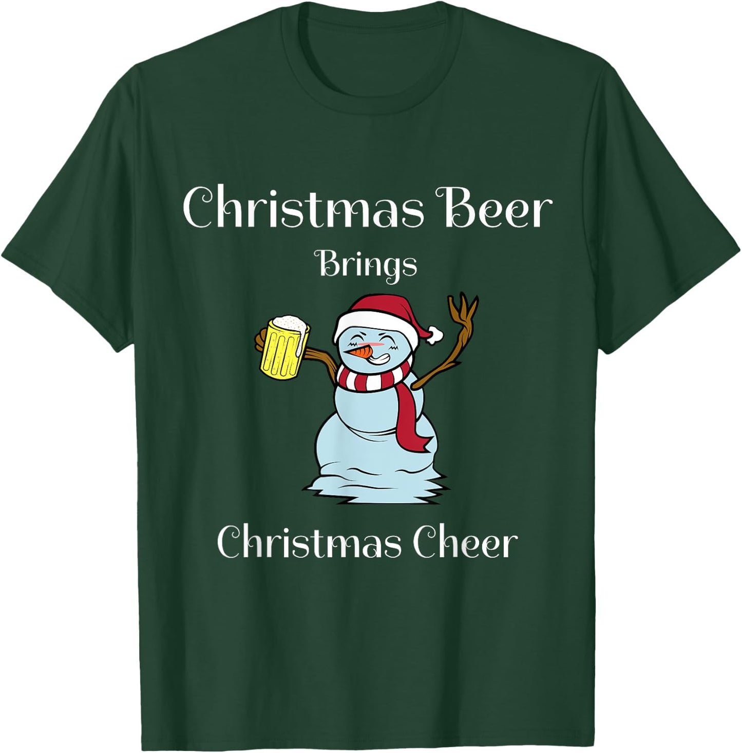 Funny Cute Festive Christmas Beer Snowman Design T-Shirt - T-Shirt | Forest