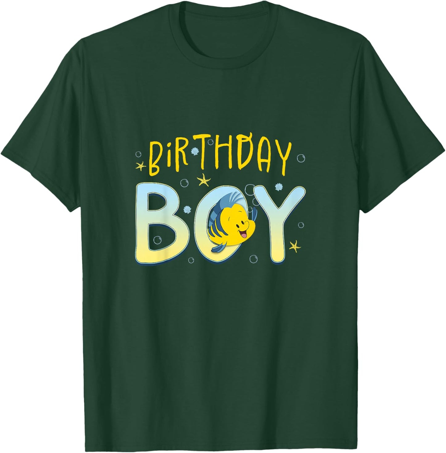 Kids Disney The Little Mermaid Birthday Boy Cute Flounder Youth T-Shirt - T-Shirt | Forest