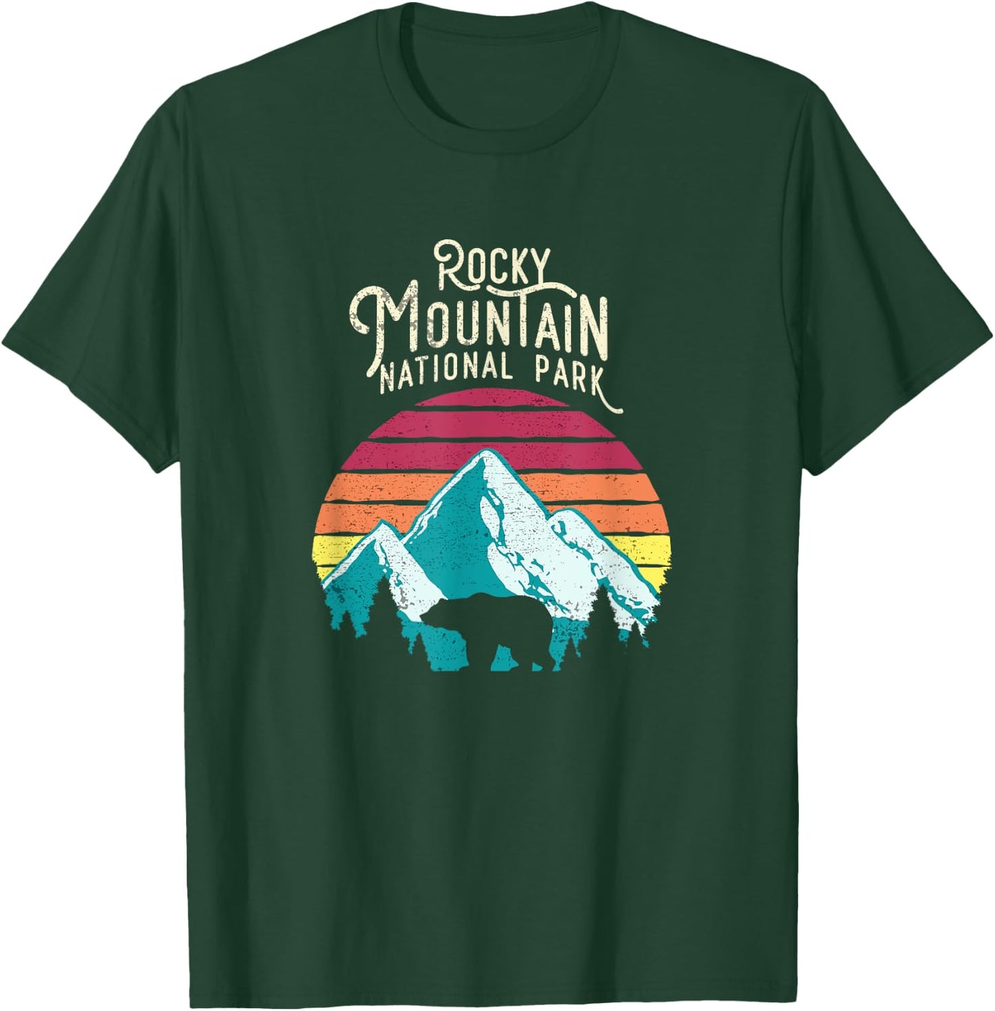 Retro Rocky Mountain National Park Colorado Bear T-Shirt - T-Shirt | Forest