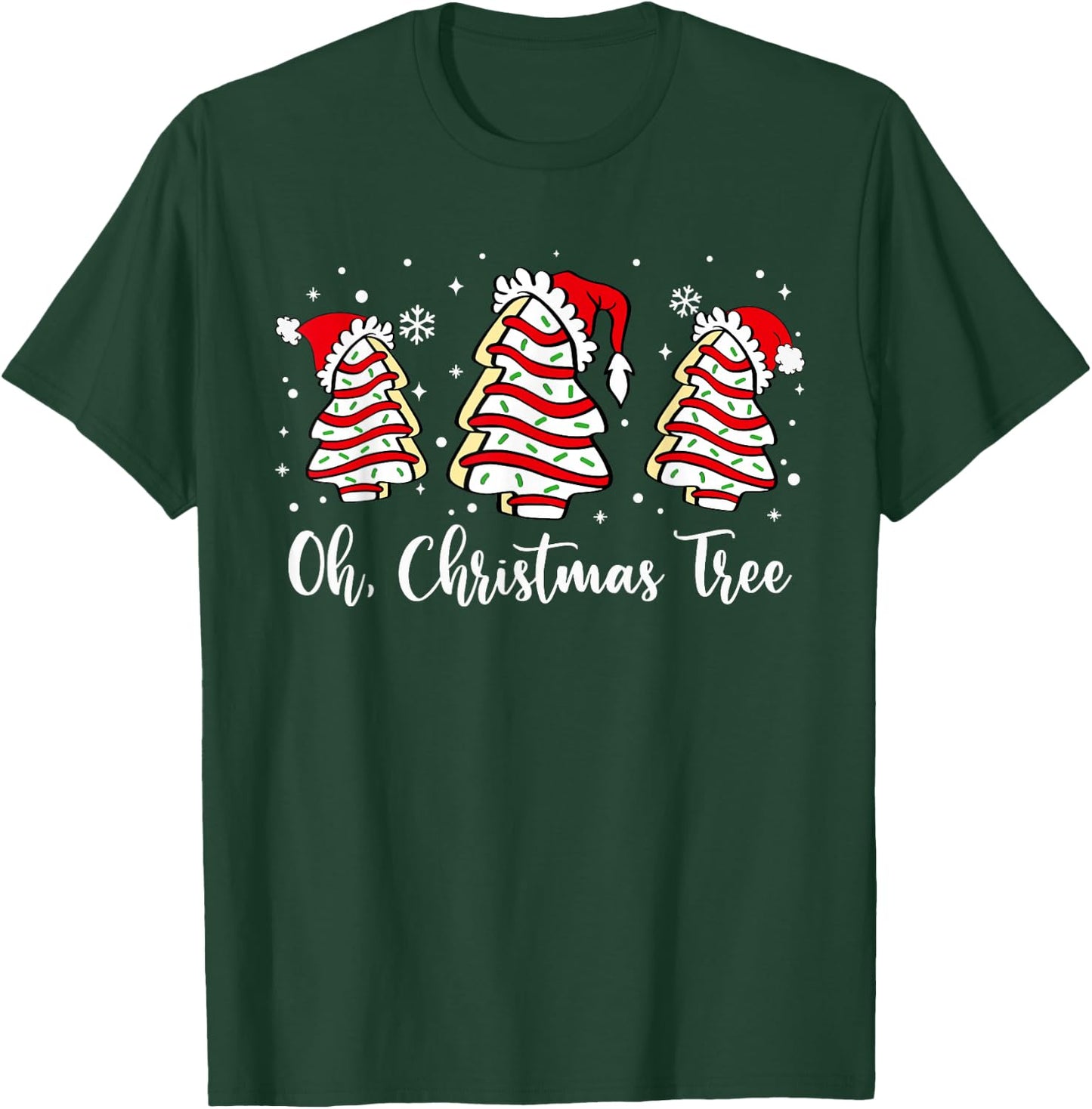 Oh Christmas Tree Cake Santa Hat Matching Family Xmas Pajama T-Shirt - T-Shirt | Forest