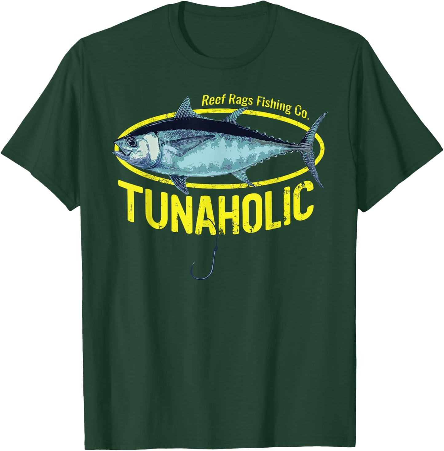 Reef Rags Tunaholic Deep Sea Saltwater Tuna Fishing T-Shirt - T-Shirt | Forest