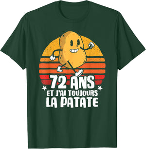 Anniv Gift 72 Years Birthday 72 Years Potato , Black, S T-Shirt - T-Shirt | Forest