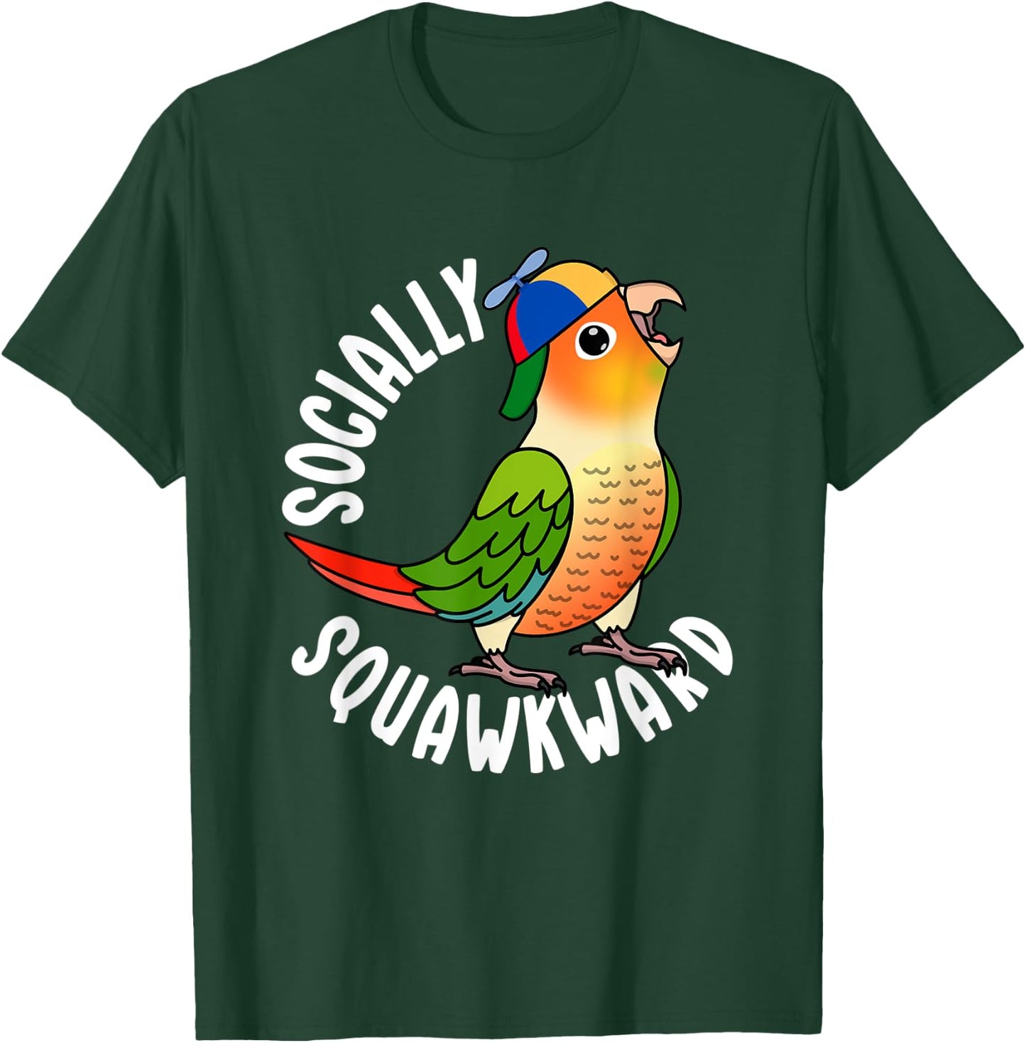 Socially Squawkward Parrot I Green Cheek Pineapple Conure T-Shirt - T-Shirt | Forest