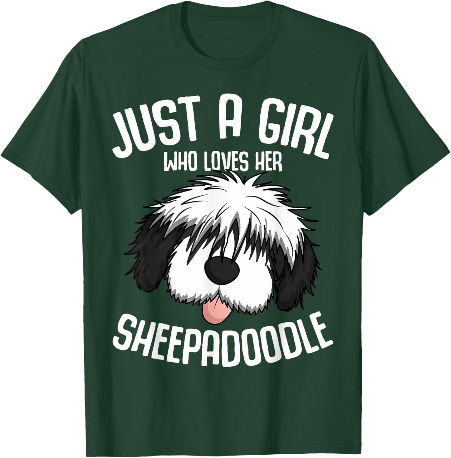 Just a Girl Who Loves Her Sheepadoodle Dog Girls T-Shirt - T-Shirt | Forest