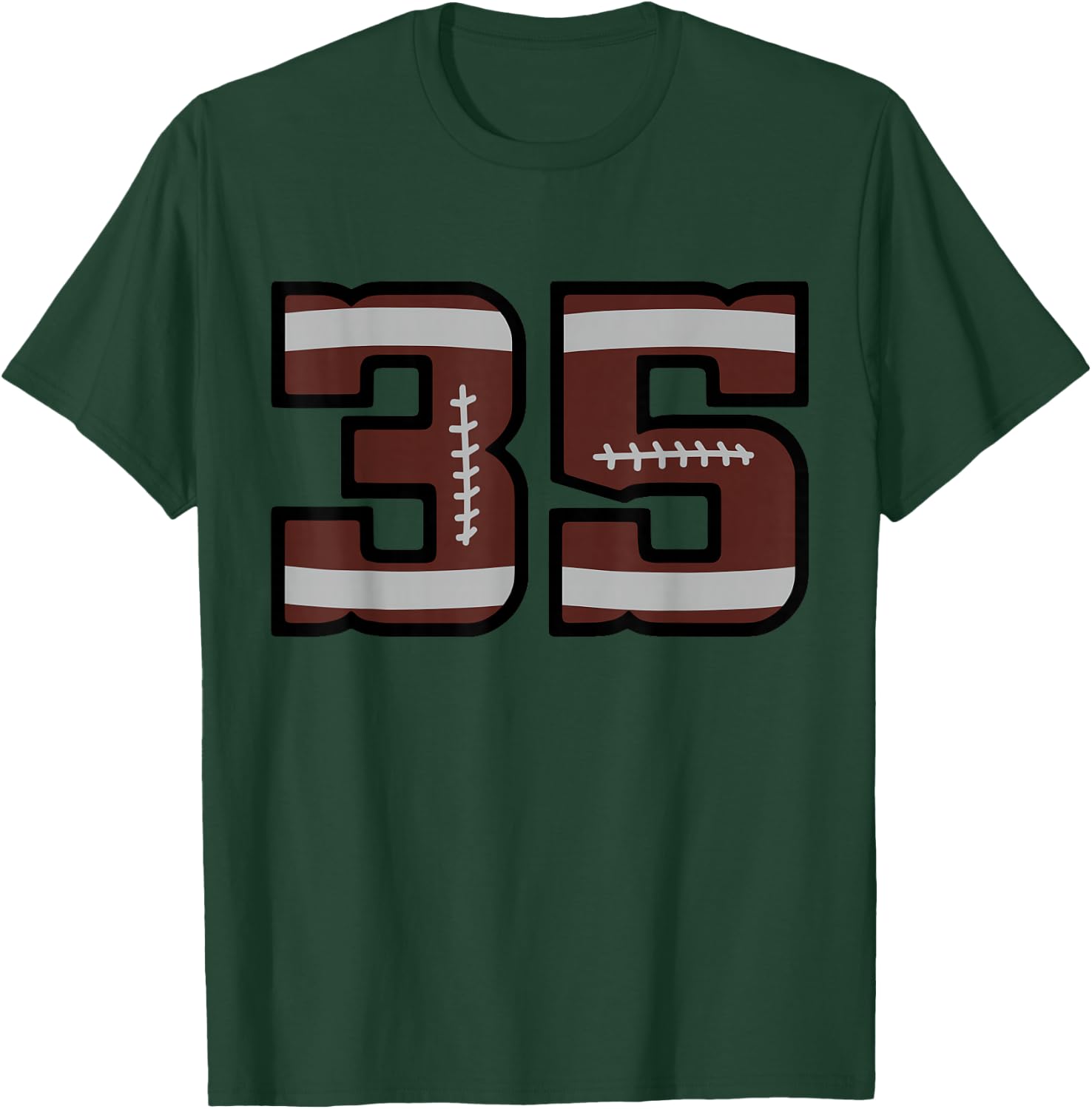 Football Number #35 T-Shirt - T-Shirt | Forest