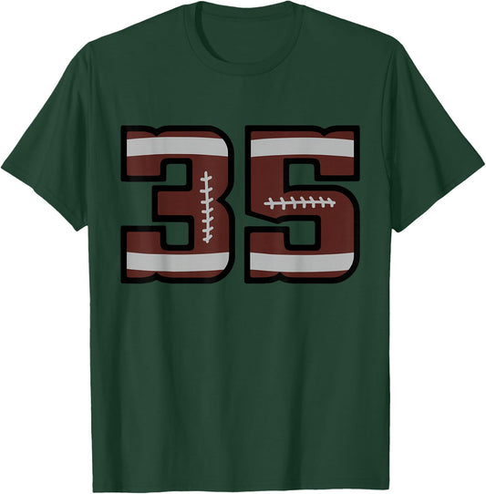 Football Number #35 T-Shirt - T-Shirt | Forest
