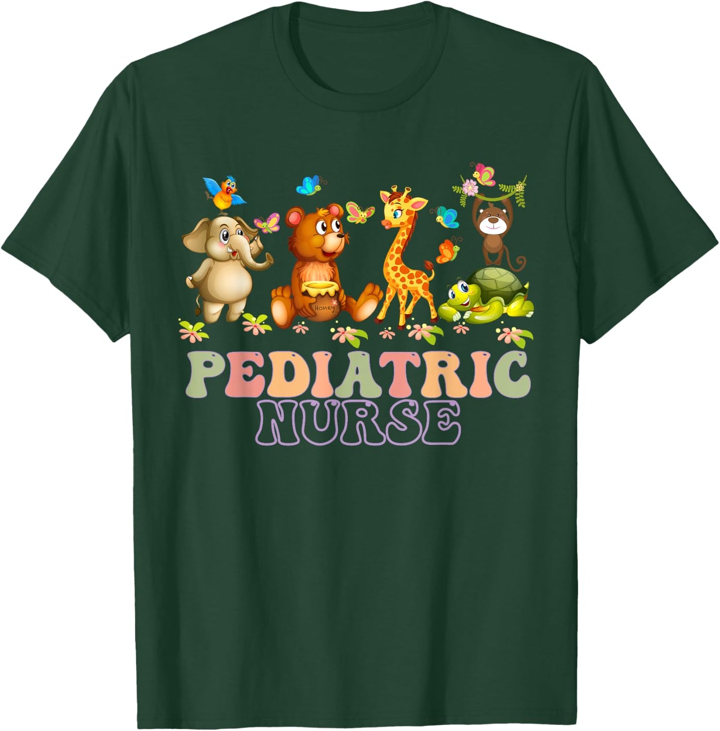 Pediatric Nurse Safari Baby Animals Nurse Appreciation Week T-Shirt - T-Shirt | Forest