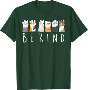 Be Kind ASL Sign Language Kindness Cat Paws Finger Signs T-Shirt - T-Shirt | Forest