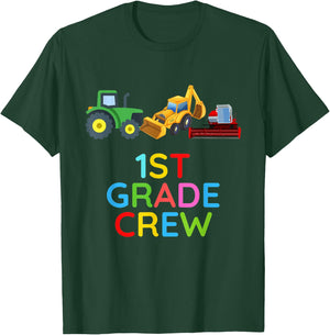 First Grade Crew Tractors 1st Grade Farm Fan First Day T-Shirt - T-Shirt | Forest