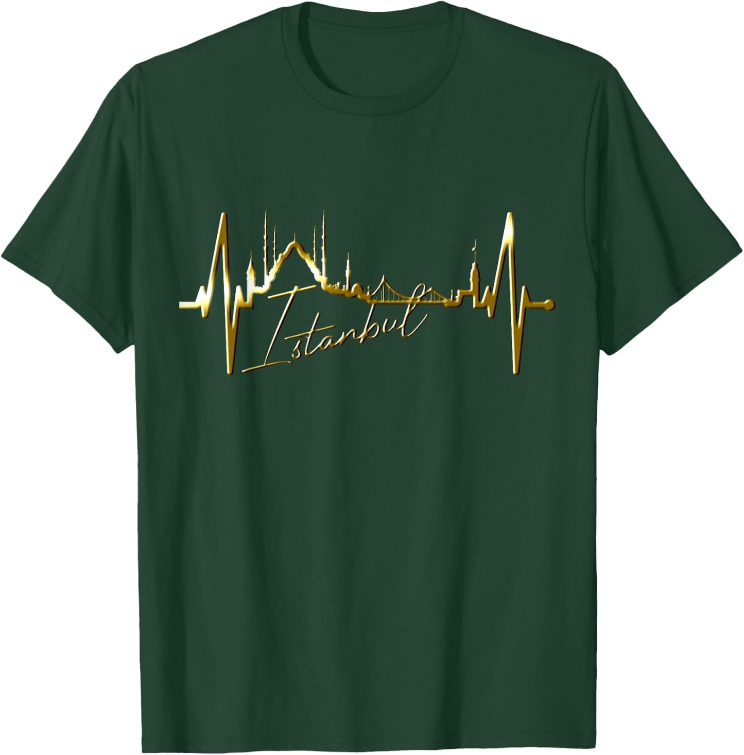 Istanbul Skyline Heartbeat Turkey Blue Mosque Love Istanbul T-Shirt - T-Shirt | Forest