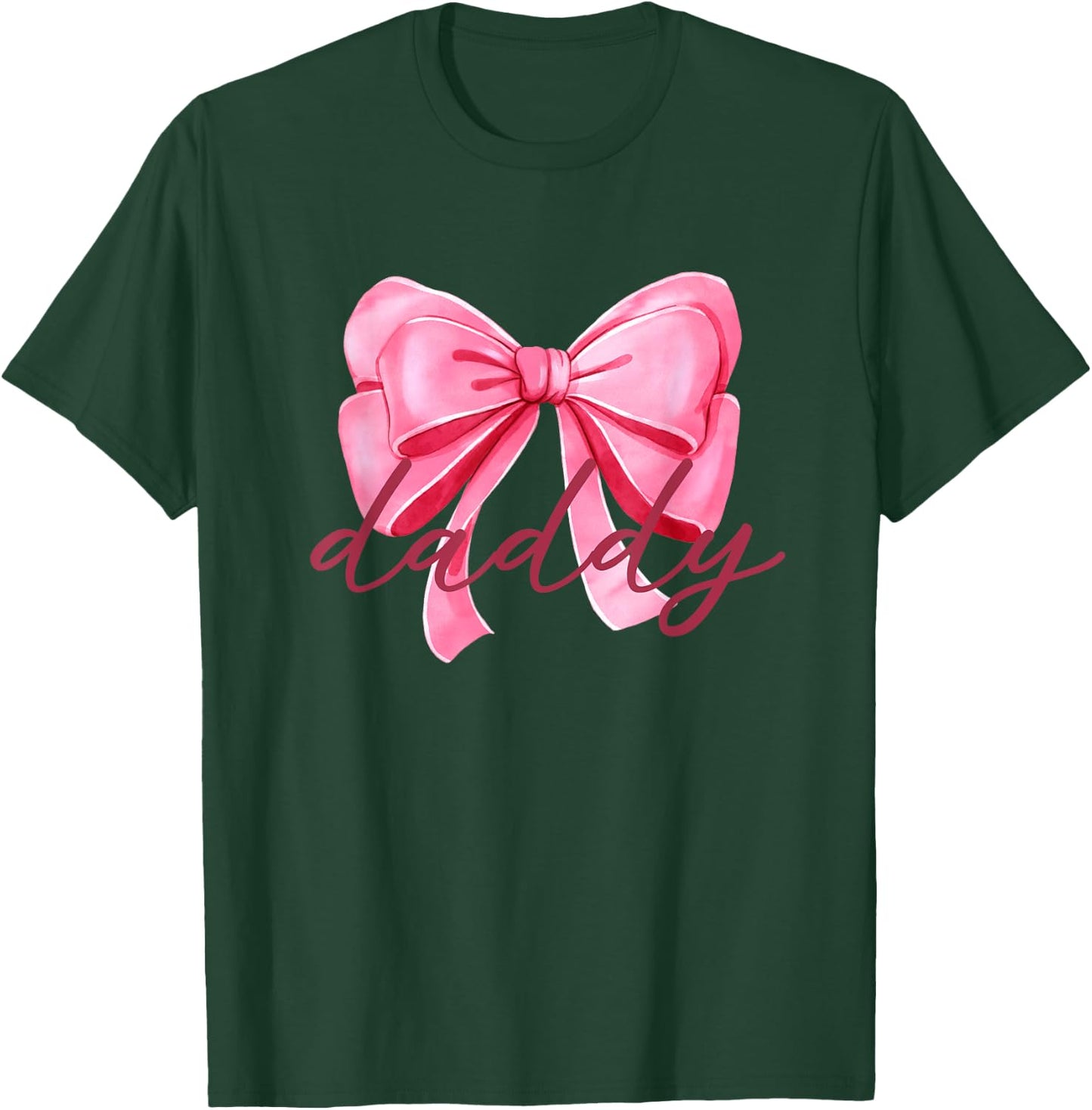 Daddy Pink Bow Birthday Baby Shower Family Pink Ribbon T-Shirt - T-Shirt | Forest