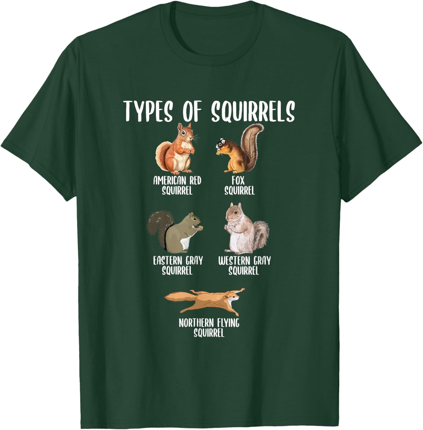 Types of Squirrels Identification Chart Educational Squirrel T-Shirt - T-Shirt | Forest