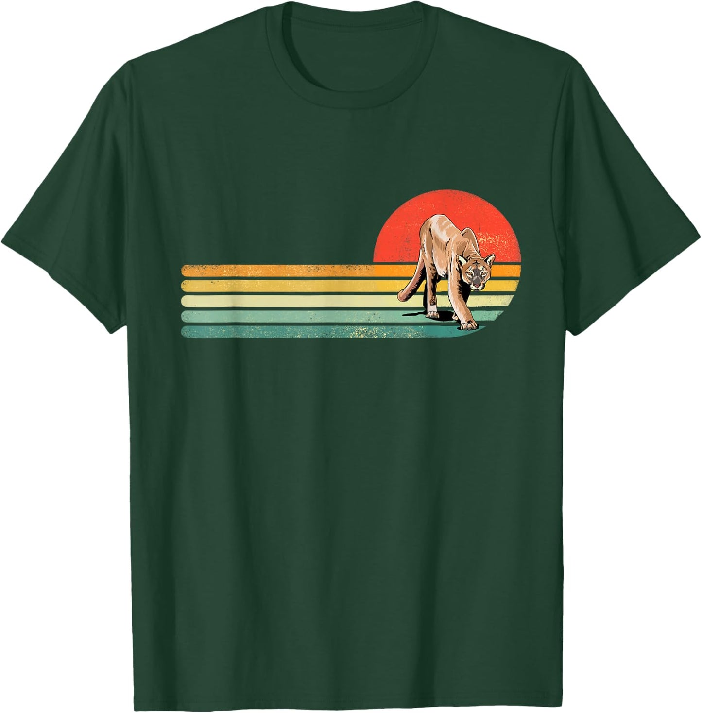 Retro Vintage Cougar Mountain Lion Large Cat Wildlife Animal T-Shirt - T-Shirt | Forest