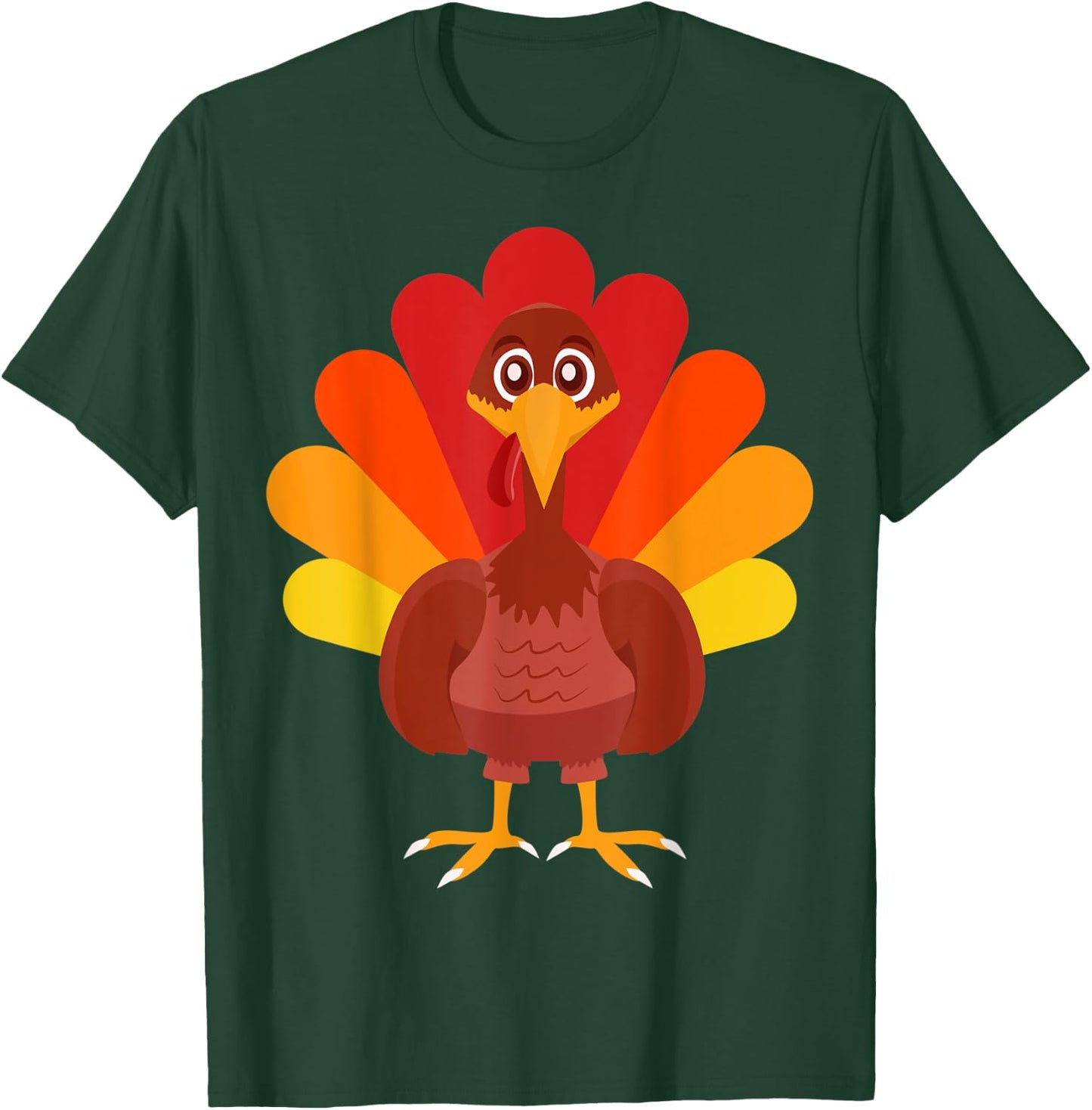 Kids Turkey Thanksgiving Outfit Clothes Cartoon Gift Turkey T-Shirt - T-Shirt | Forest