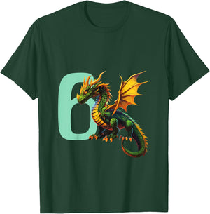 Kids Children's Birthday Dragon 5 Years Boy Dragon Number Age T-Shirt - T-Shirt | Forest