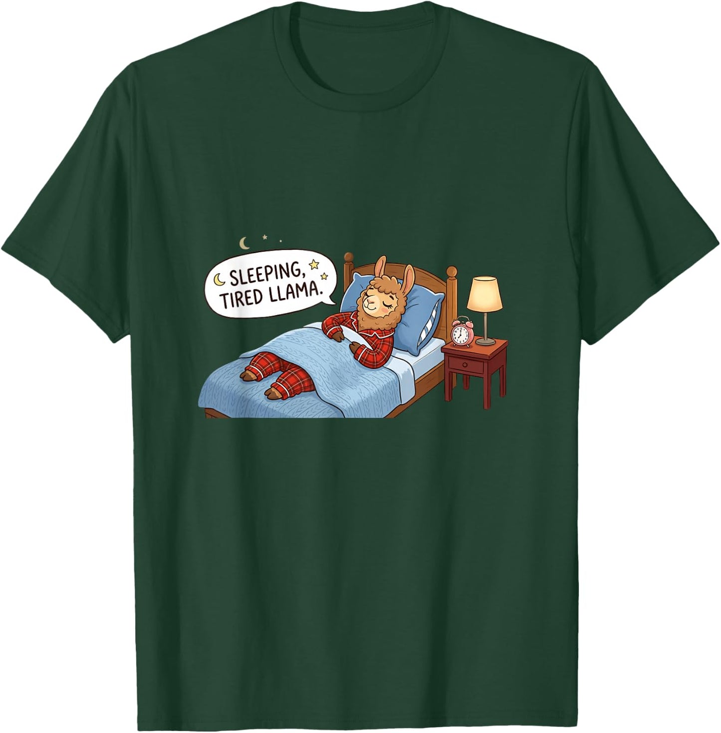 Sleeping Tired Llama Cute Pajamas Alpaca Funny Sleep Lover T-Shirt - T-Shirt | Forest