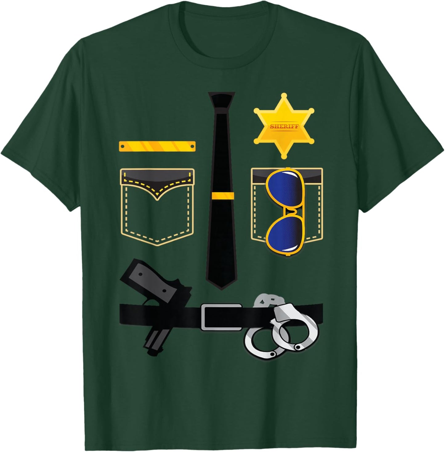 Police Sheriff Uniform Funny Halloween Costume Kids Boys Men T-Shirt - T-Shirt | Forest