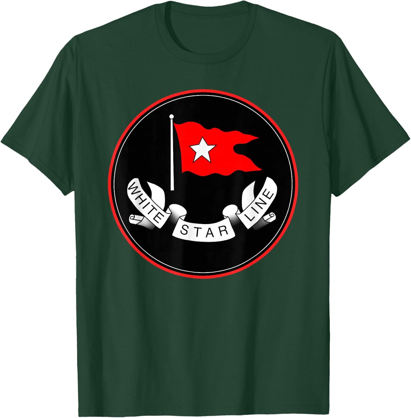 Retro Vintage White Star Line T-Shirt - T-Shirt | Forest