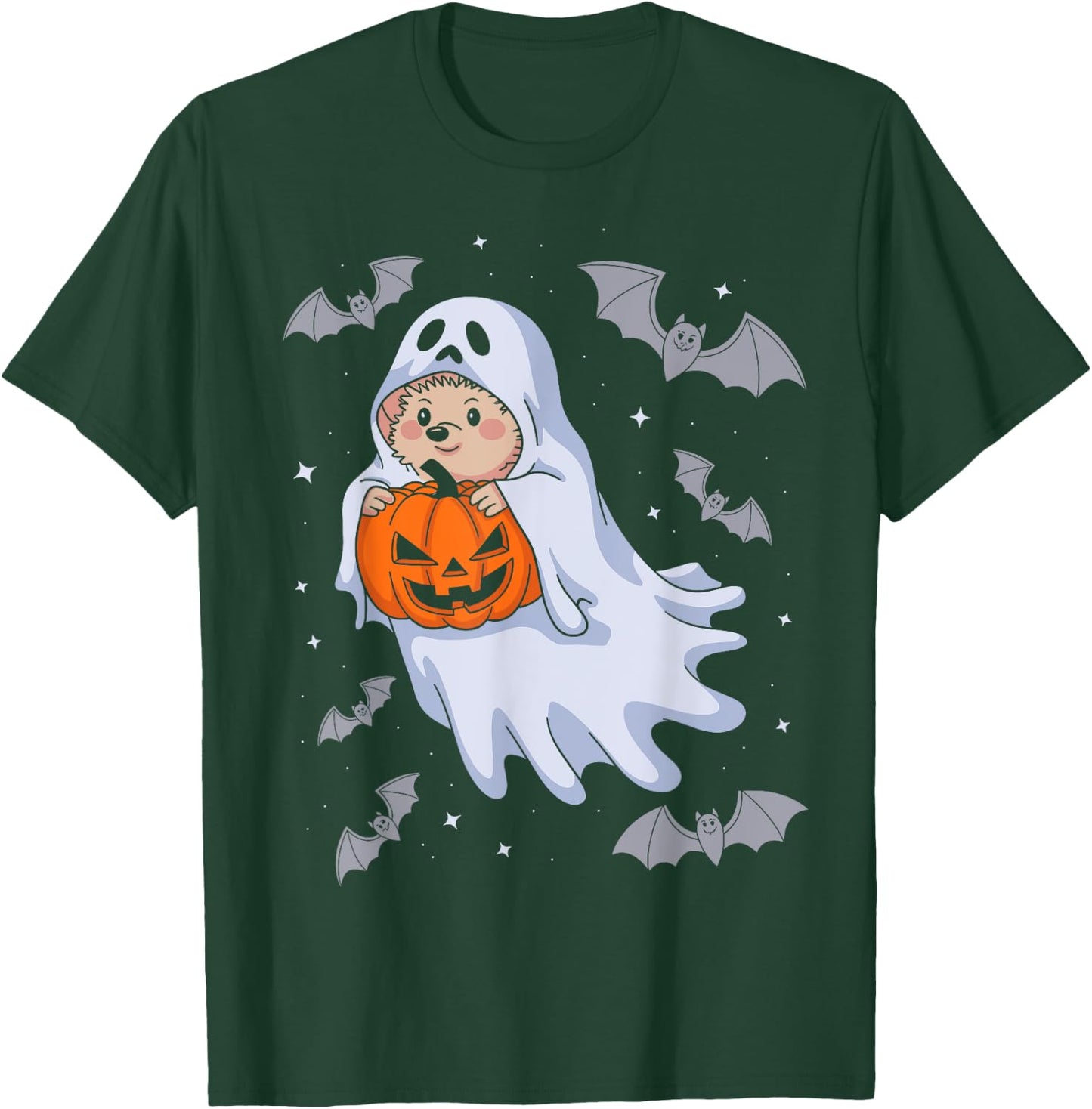 Funny Ghost Hedgehog Lovers Spooky Halloween Pumpkin Costume T-Shirt - T-Shirt | Forest