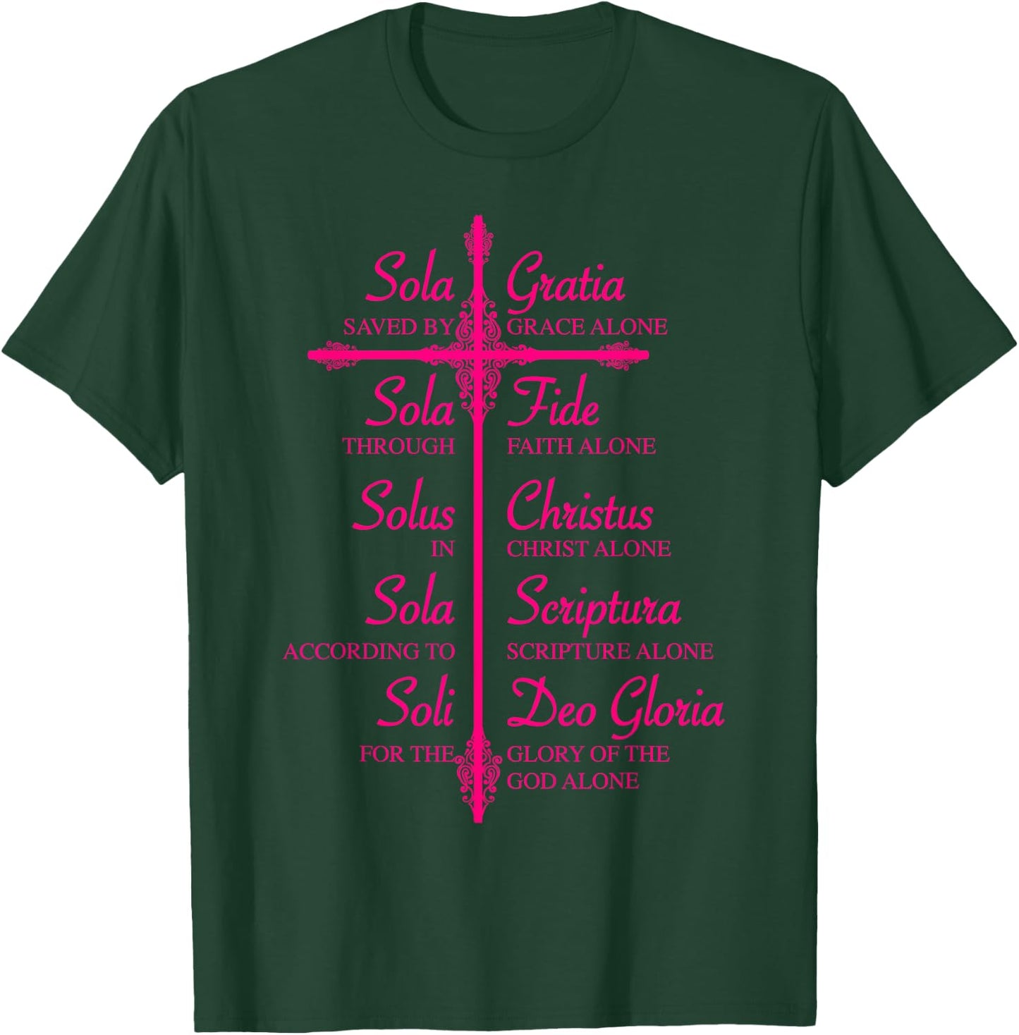 The Five Solas Shirt | Cute Christian Movement Gift T-Shirt - T-Shirt | Forest