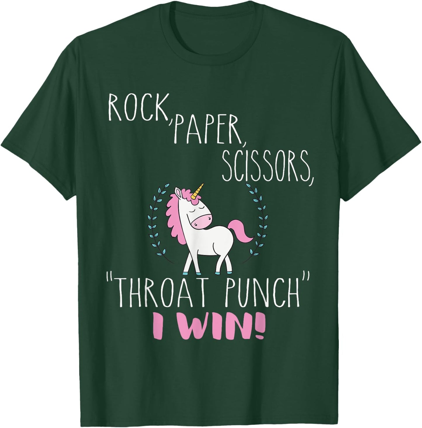 Funny Unicorn Rock Paper Scissors Throat Punch I Win T-Shirt - T-Shirt | Forest