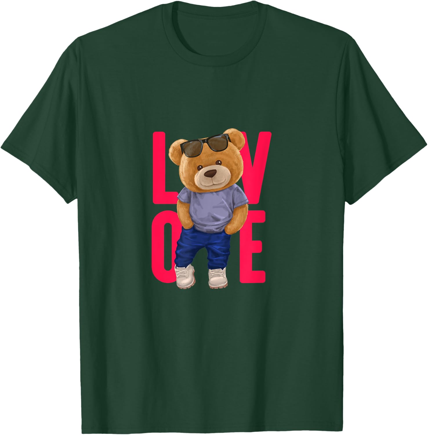 Wear Cool Teddy Bear Fashion Guy Cartoon Graphic Designs Fun T-Shirt - T-Shirt | Forest