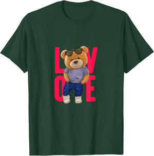 Wear Cool Teddy Bear Fashion Guy Cartoon Graphic Designs Fun T-Shirt - T-Shirt | Forest