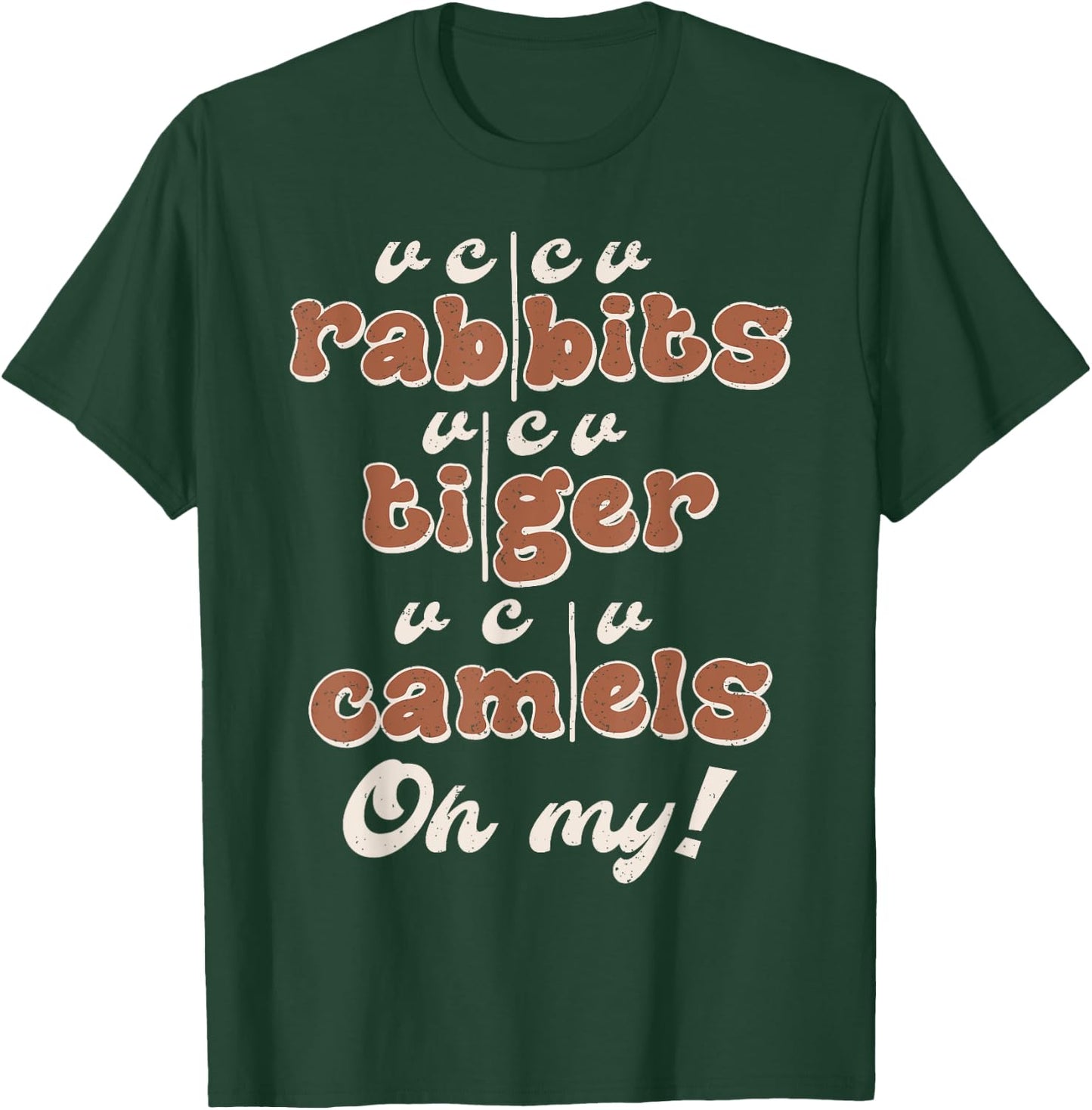Rabbits Tiger Camels Syllable Division Science Of Reading T-Shirt - T-Shirt | Forest