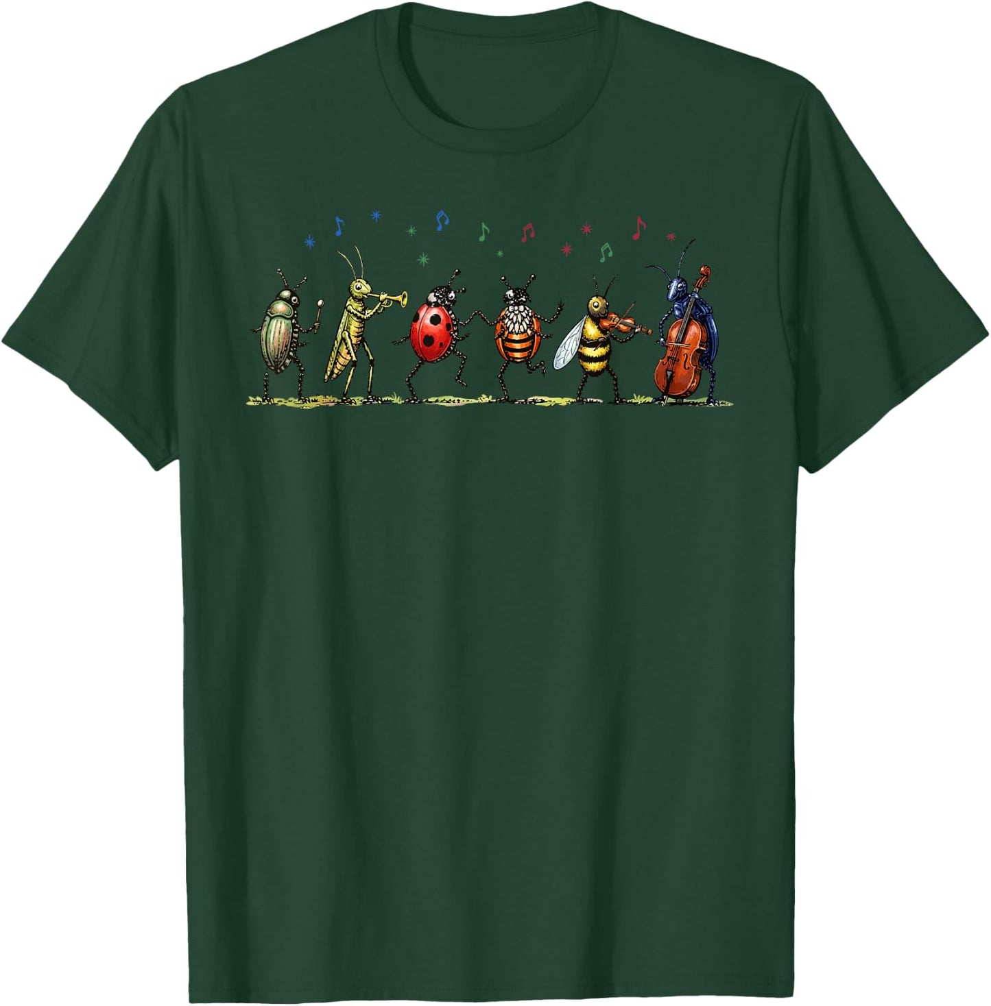 Bugs Music Band Instruments Musician Insect Music Lover T-Shirt - T-Shirt | Forest