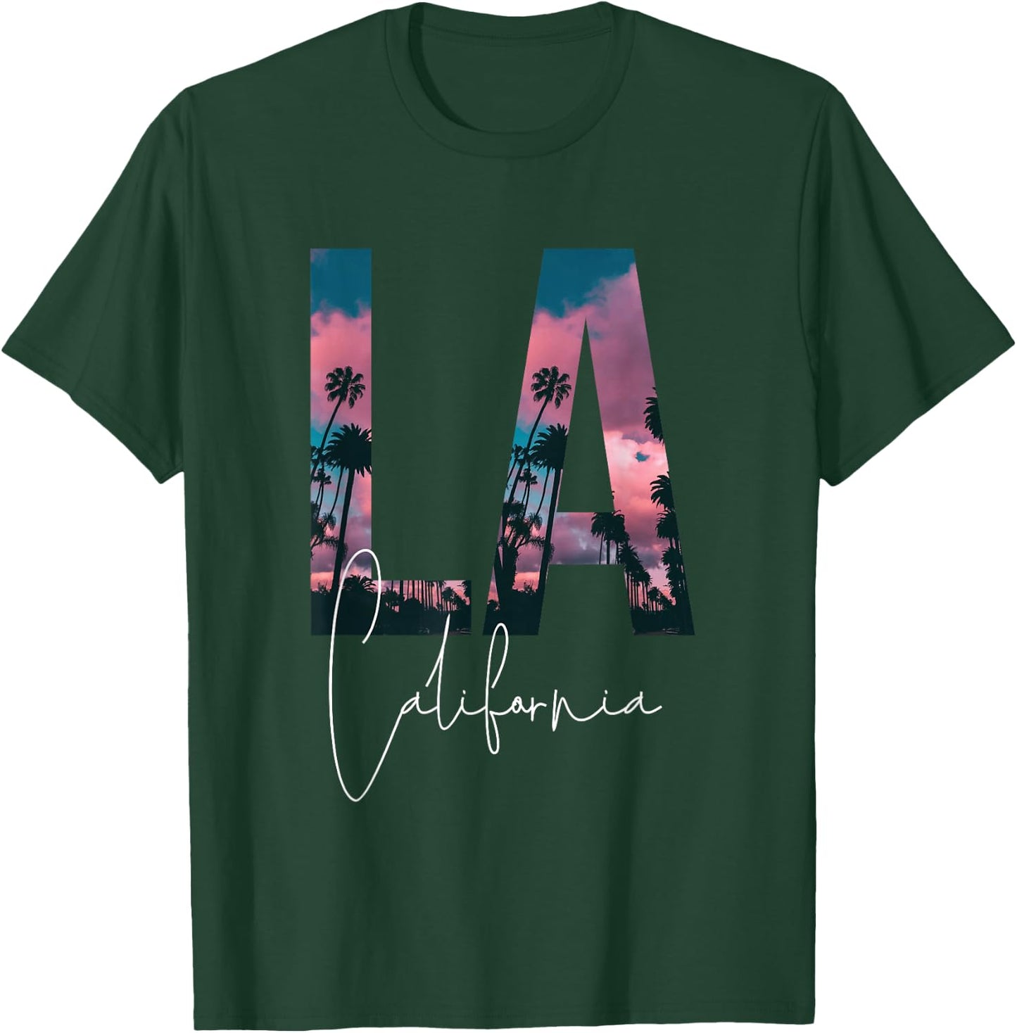 LA California Los Angeles Palm Trees Venice Beach Skyline , black T-Shirt - T-Shirt | Forest