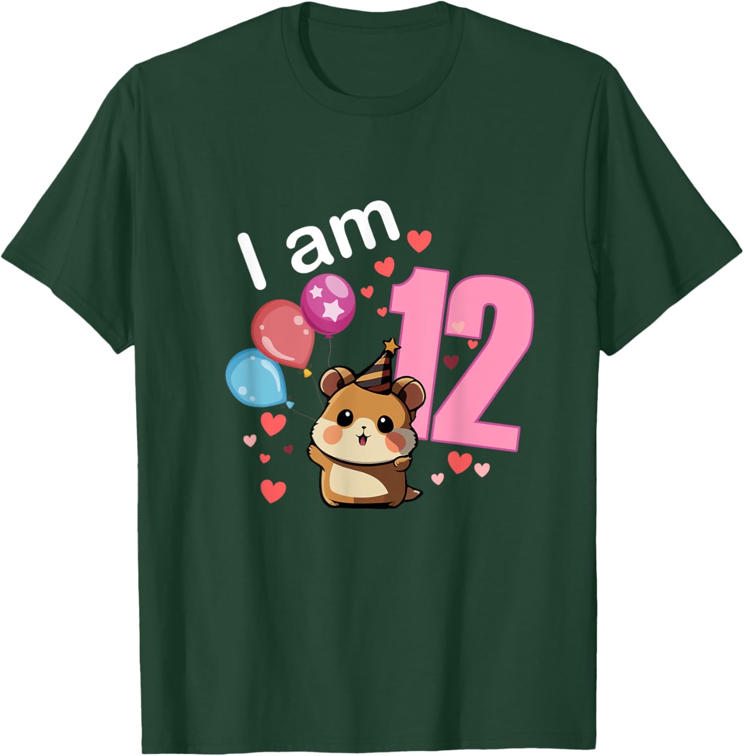 My 12th Birthday Hamster Pet Lovers Party Gifts 12 Years Old T-Shirt - T-Shirt | Forest