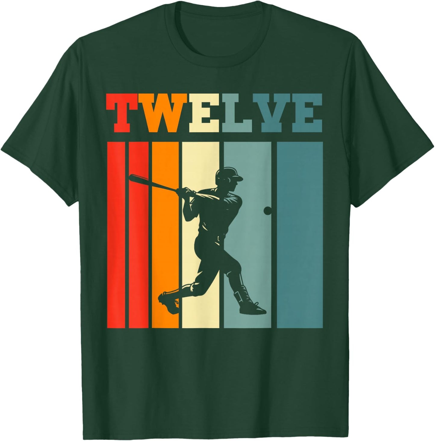 Retro Twelve Baseball 12th Bday Party 12 Years Old T-Shirt - T-Shirt | Forest