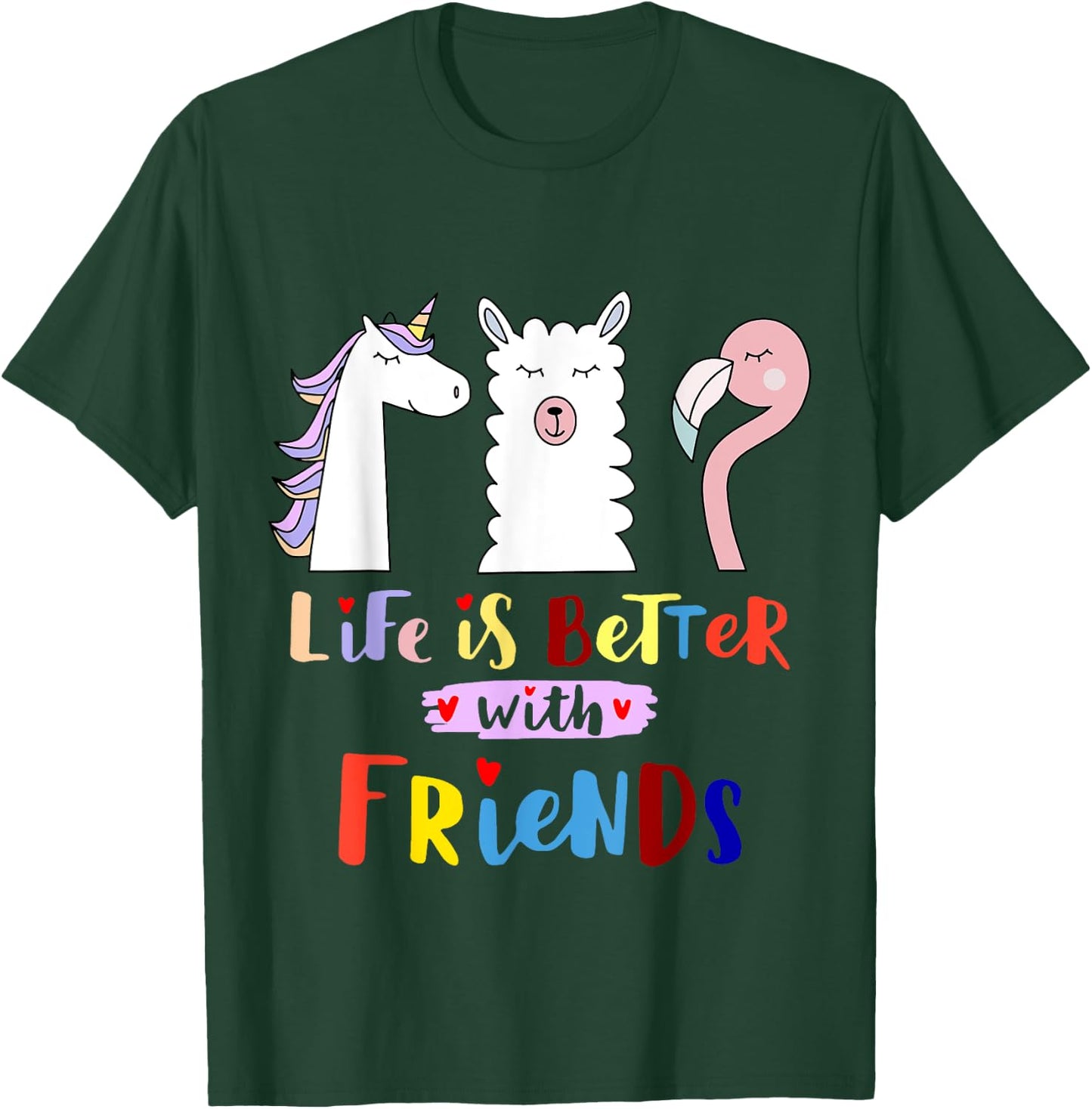 Das Leben besser mit mein Freunde - Llama Unicorn Flamingo T-Shirt - T-Shirt | Forest