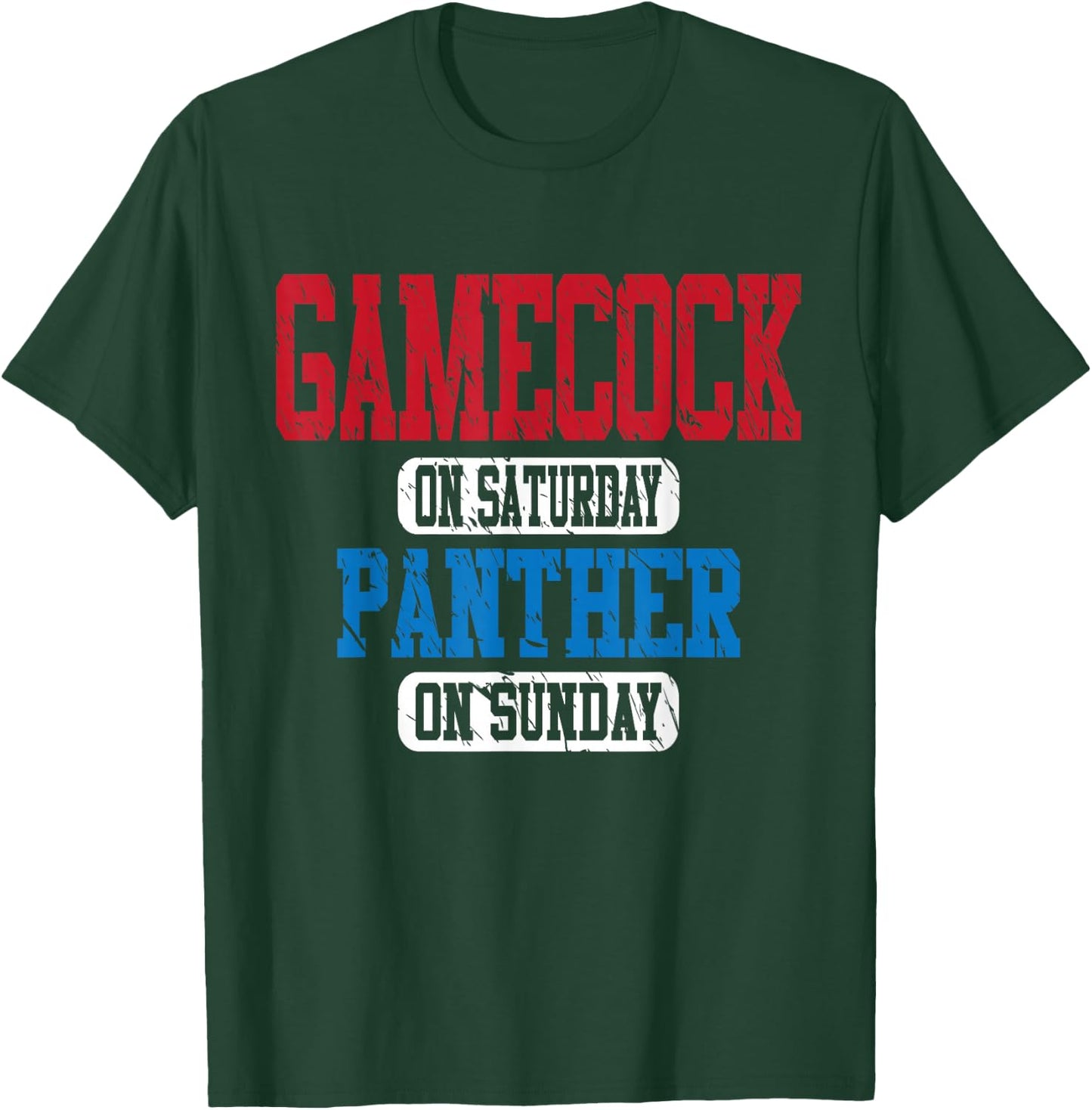 Gamecock On Saturday Panther On Sunday Motivational Vintage T-Shirt - T-Shirt | Forest