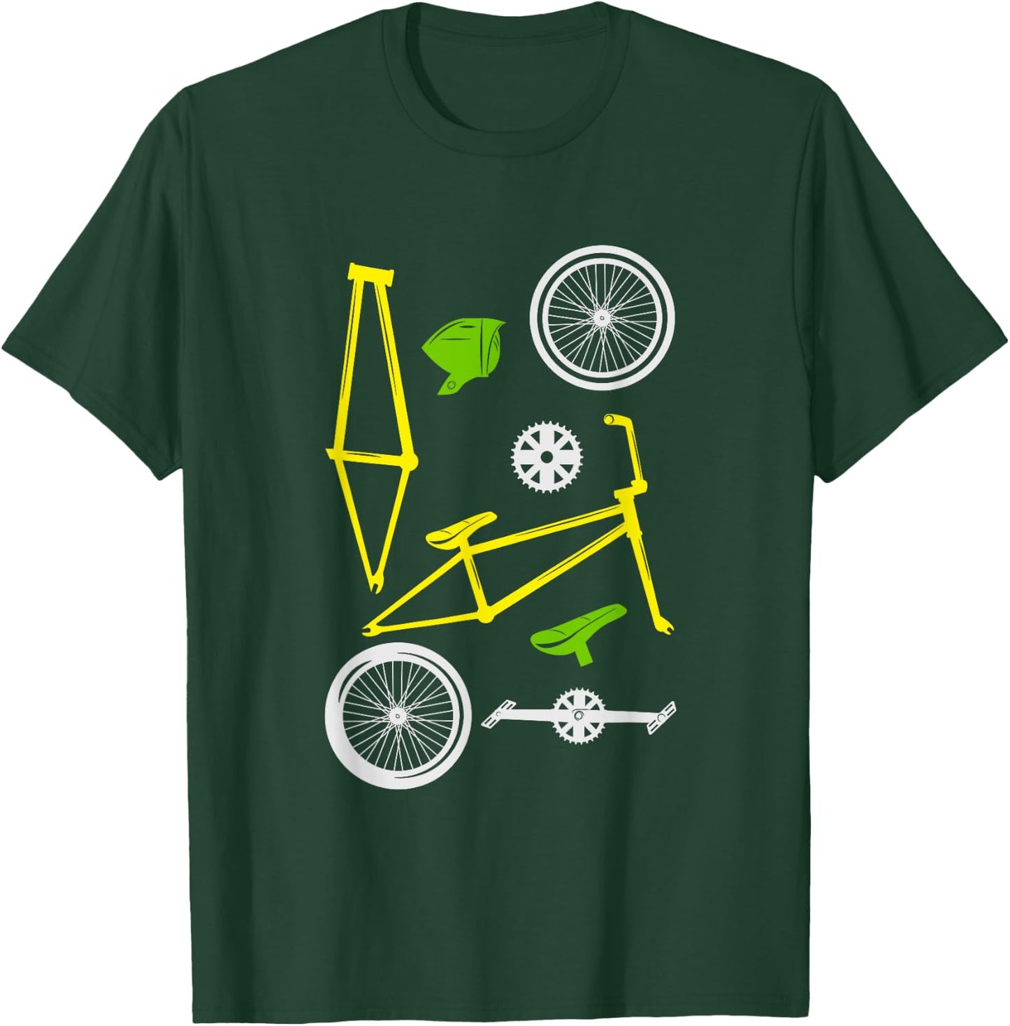 Bicycle BMX MTB Parts Love Cycling Biker Offroad Cyclist T-Shirt - T-Shirt | Forest