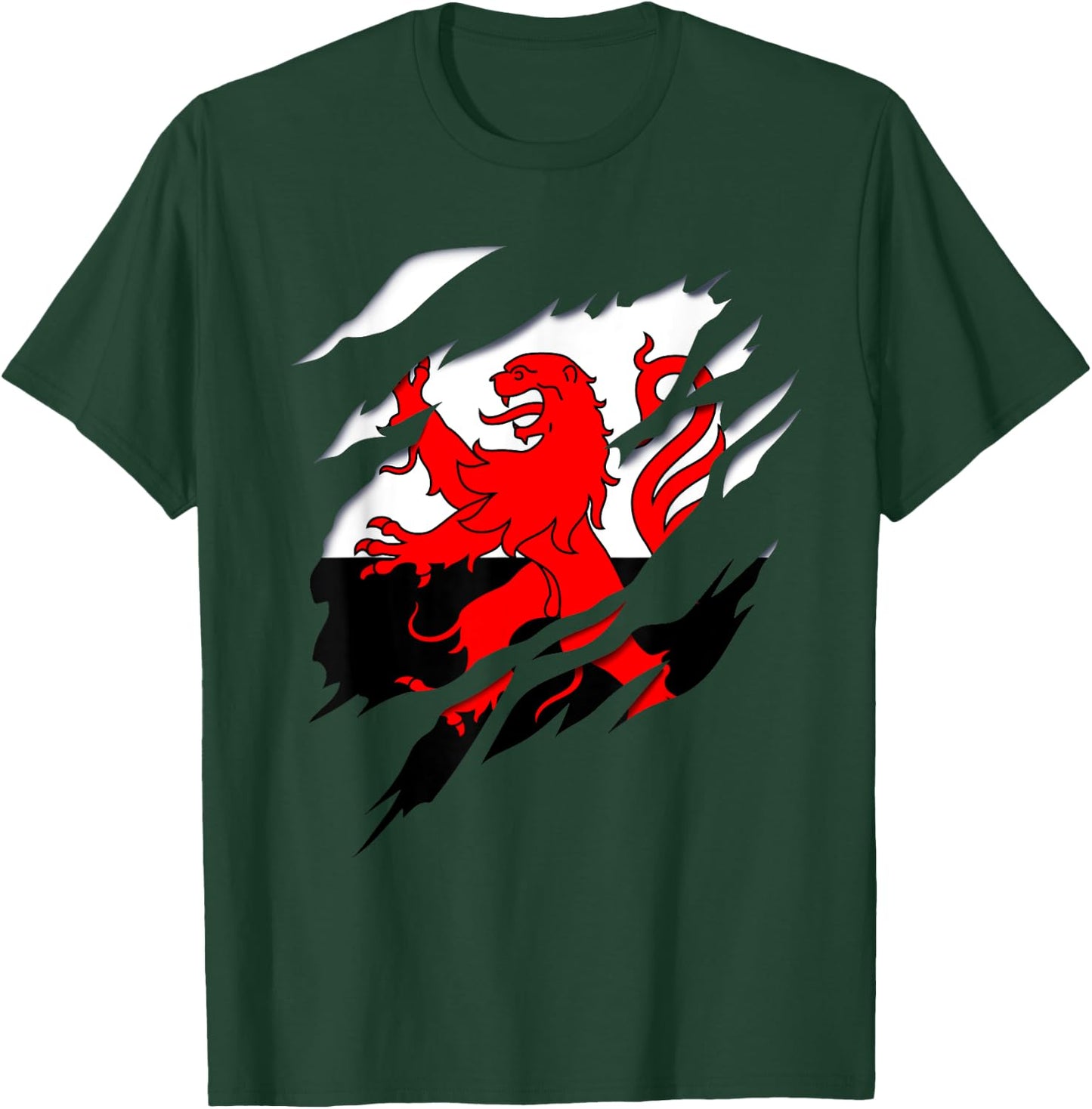 Flag Poitou Crest Torn 3D Effect France , Black, S T-Shirt - T-Shirt | Forest