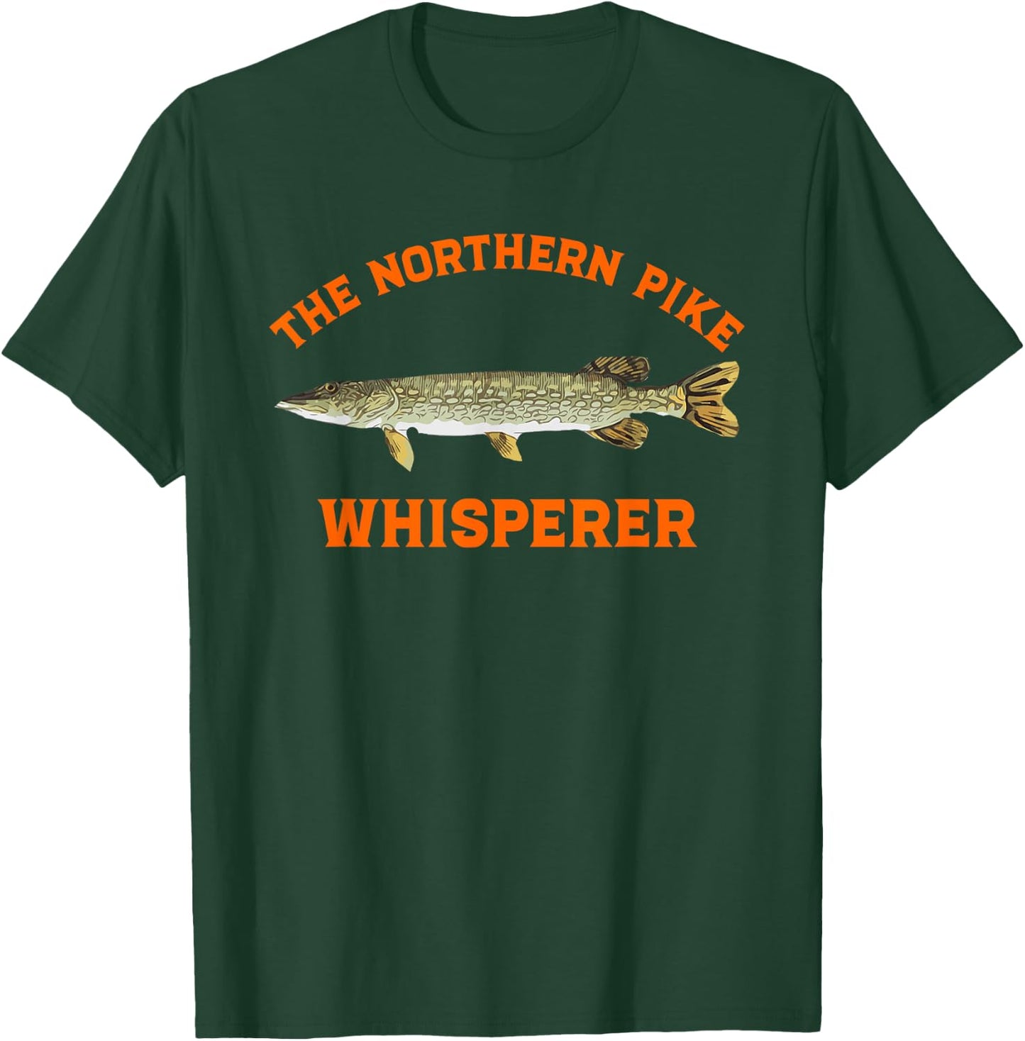 Funny Fishing designs by spirit taffy Northern Pike Whisperer - Black, Small - Men, - Short Sleeve, Modern, Letter Print - Fishing, Northern, Winter, Father's Day, Christmas, Birthday T-Shirt - T-Shirt | Forest